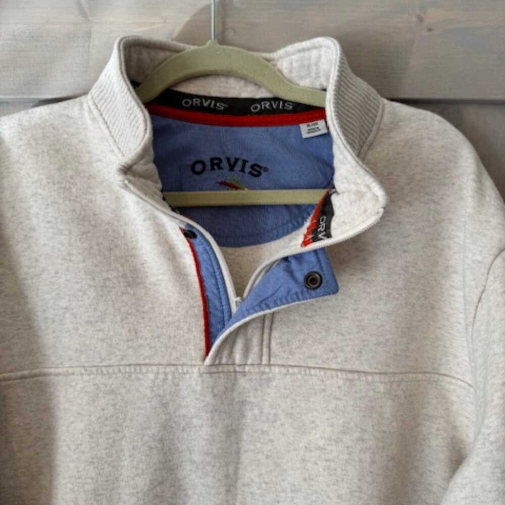 Orvis Mens Cream Color Quarter Zip Pullover EUC XL - Picture 3 of 8